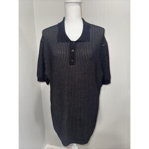 NWT Elie Tahari Contrast Collar Textured Sweater Polo Black Men's Size Large
